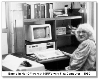 Emma in her Office with ISRR's First Computer 1989
